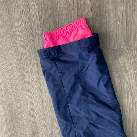 Patagonia Womens Snow Pants Bibs  Ski Pants Straps Blue Pink Lining Size 12 - Picture 2 of 7